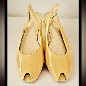 🔅LIZ CLAIBORNE🔅”LAYLA” LEATHER PATIN LOW 1” PEEP TOE SLING-BACK DRESS SHOES✨